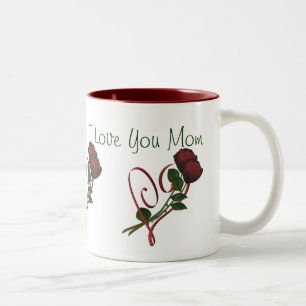 2 Couleurs Je t'aime tasse de café de coeur de roses rouges