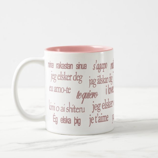 2 Couleurs Je t'aime tasse de jour de Valentines (Gauche)
