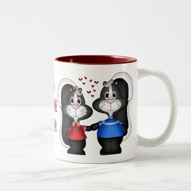 2 Couleurs Je t'aime tasse de mouffette (Droit)