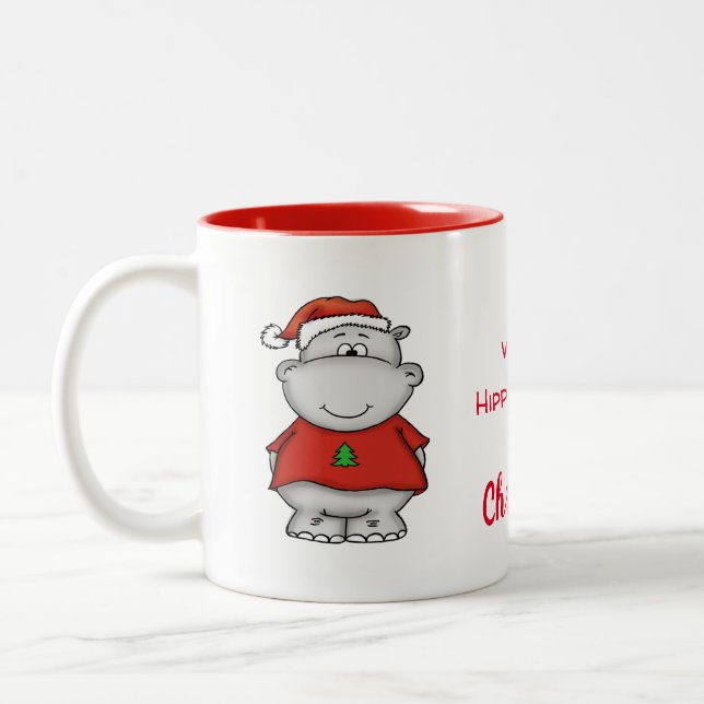 2 Couleurs Je veux un hippopotame pour Noël - tasse mignonne (Gauche)