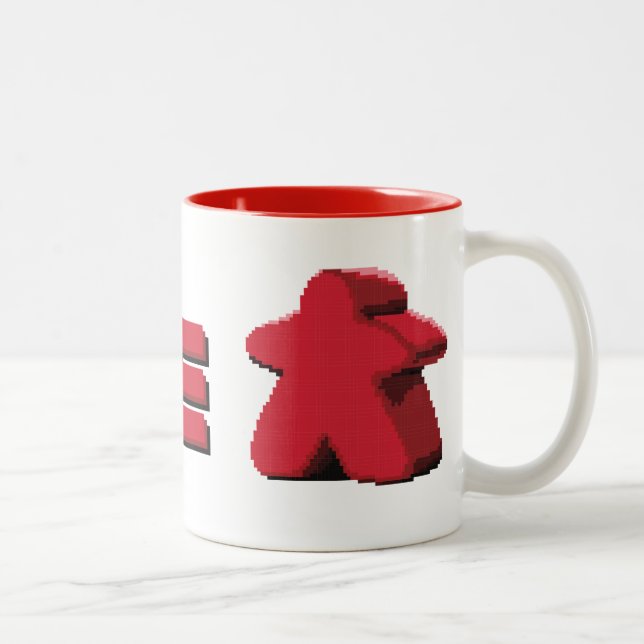 2 Couleurs Je vois la tasse de café rouge de Meeple (Droit)