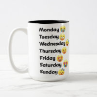 Jours de la tasse d'Emoji de semaine