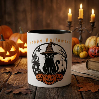 2 Couleurs Joyeux Halloween Tasse de Café Citrouille Mignonne