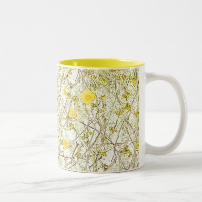 2 Couleurs La marguerite fleurit la tasse d'art (Droit)