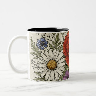 2 Couleurs La Tasse à Café Groovy Vintage Wilflower
