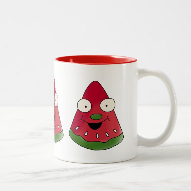 2 Couleurs La tasse de café heureuse de pastèque (Droit)