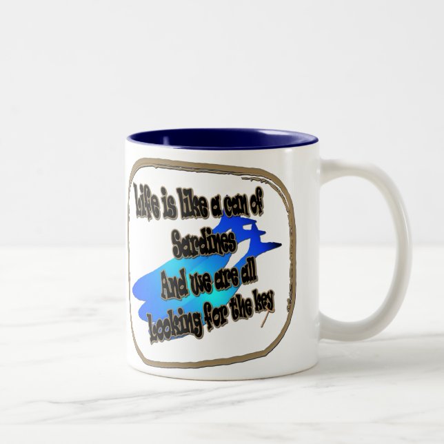 2 Couleurs La vie est comme une boîte de sardines… Tasse (Droit)