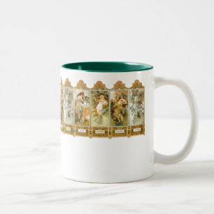 2 Couleurs L'art vintage Nouveau de Mucha assaisonne la tasse
