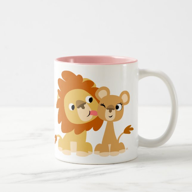 2 Couleurs Le baiser : Tasse mignonne de couples de lion de (Droit)