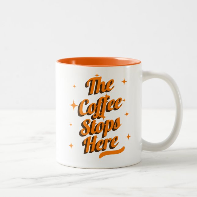 2 Couleurs Le café s'arrête ici tasse (Droit)