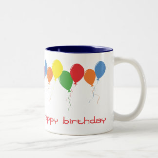 2 Couleurs Le joyeux anniversaire monte en ballon la tasse de