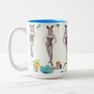 2 Couleurs Le lapin bouillonne tasse de café