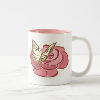 2 Couleurs Le papillon et s'est levé - tasse