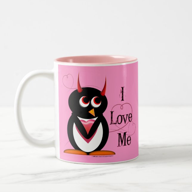 2 Couleurs Le pingouin mauvais I M'AIMENT tasse (Gauche)