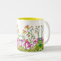 Le ressort coloré fleurit la tasse par Leslie
