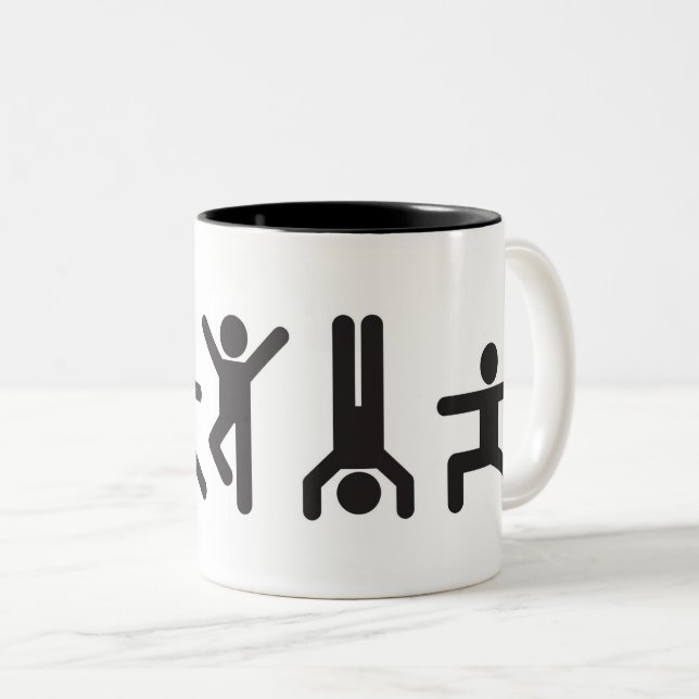 2 Couleurs Le yoga pose la tasse de café (Devant droit)