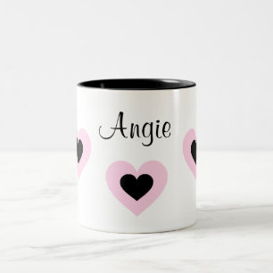 2 Couleurs Les coeurs roses et noirs ont customisé la tasse