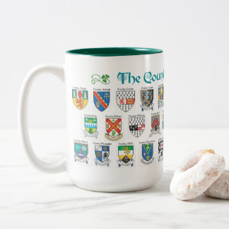 2 Couleurs Les comtés de la tasse de l'Irlande