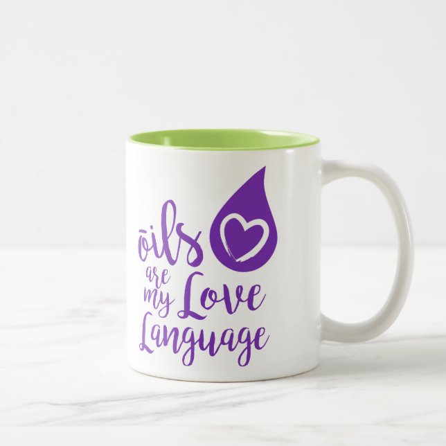 2 Couleurs Les huiles sont ma tasse de café de langue d'amour (Droit)