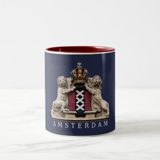 2 Couleurs Les lions d'Amsterdam gardent la tasse de 2-Ton de