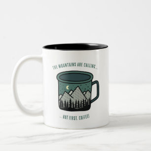 2 Couleurs Les montagnes appellent Mais d'abord Tasse à café