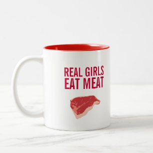 2 Couleurs Les vraies filles mangent de la viande tasse à caf