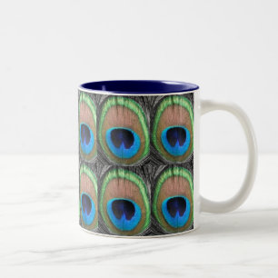 2 Couleurs Les yeux de paon ont couvert de tuiles la tasse