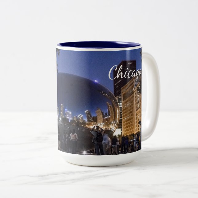 2 Couleurs L'haricot - tasse de photo de Chicago (Devant droit)
