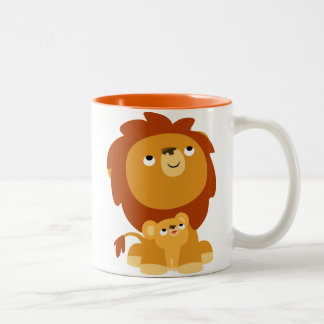 2 Couleurs Lion de papa de bande dessinée mignonne et tasse