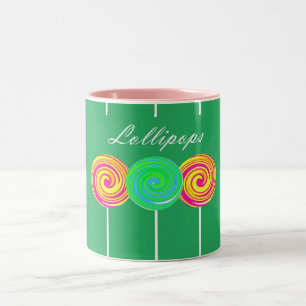2 Couleurs Lollipops colorés illustration tasse de café