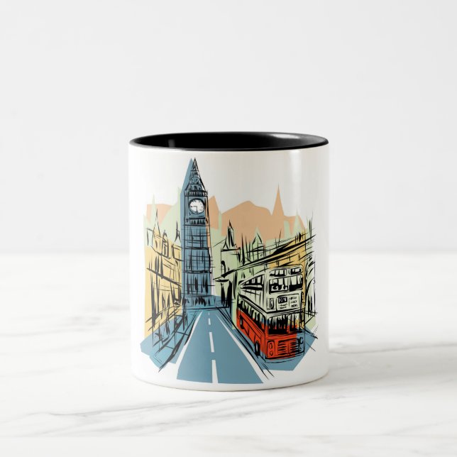 2 Couleurs Londres Angleterre ville scape café tasse (Centre)