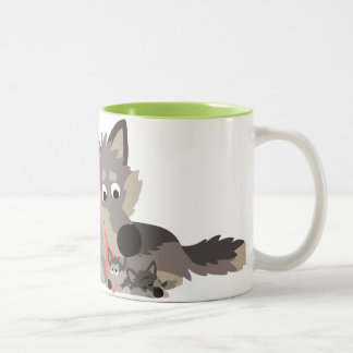 2 Couleurs Loup de papa de bande dessinée et tasse mignons de