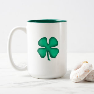 2 Couleurs Lucky 4 Leaf Irish Clover grande tasse à deux tons