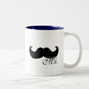 2 Couleurs M. tasse - avec la moustache noire