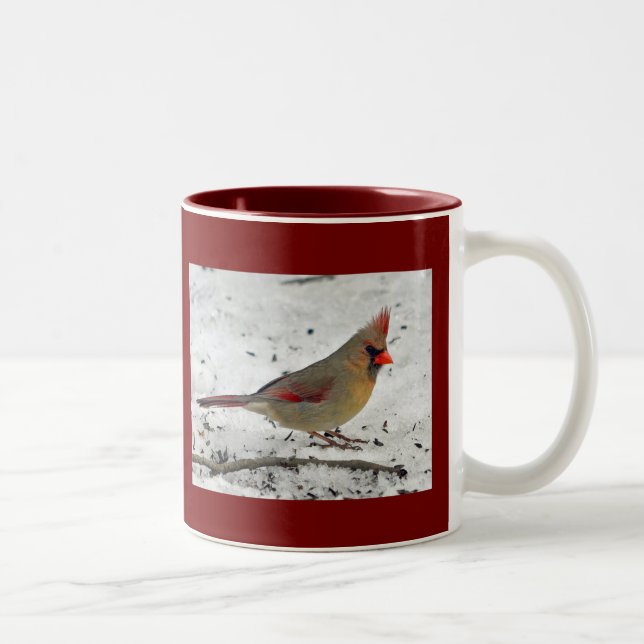 2 Couleurs Madame Cardinal dans la tasse de neige (Droit)