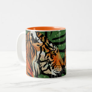 2 Couleurs Maman tigre et petit tasse à café à deux tons