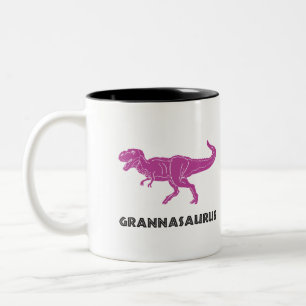 2 Couleurs Mamie Nanna, tasse rose de tasse de T-rex de