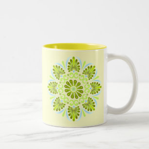 2 Couleurs Mandala de la terre et de ciel sur la tasse jaune