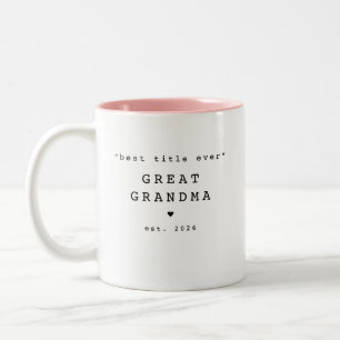 2 Couleurs Meilleur titre jamais Mamie personnalisé Tasse