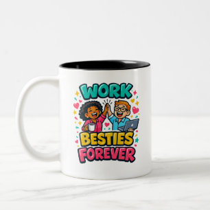 2 Couleurs Meilleure amie collègues Tasse personnalisée bicol
