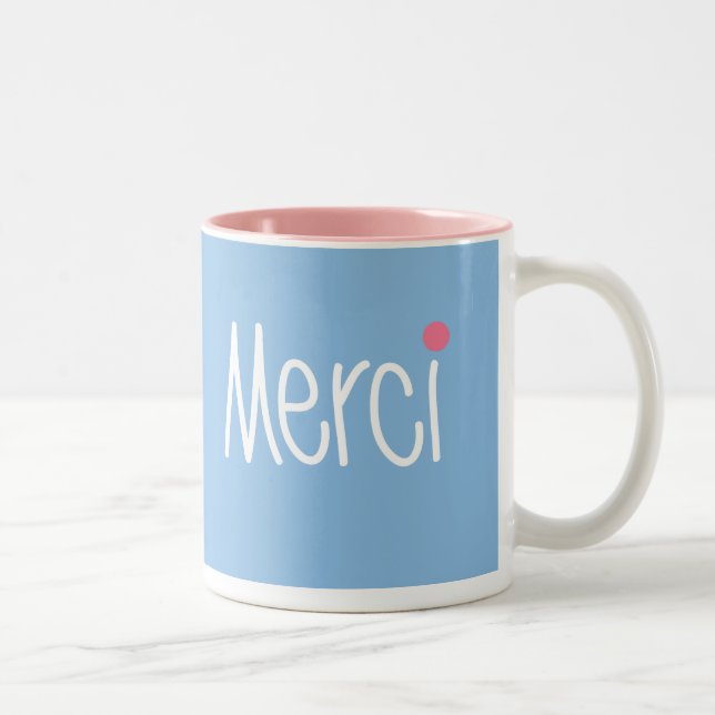 2 Couleurs Merci de Merci dans toute tasse de langue (Droit)