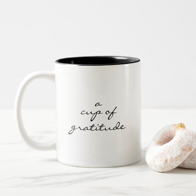 2 Couleurs Message personnalisé "une tasse de gratitude" (Avec donut)