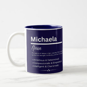2 Couleurs Michaela, Tasse personnalisée avec définition de n