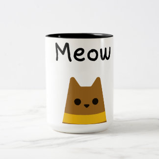 2 Couleurs Mignon Chat Brun Minimaliste Miaou Tasse Café Bico
