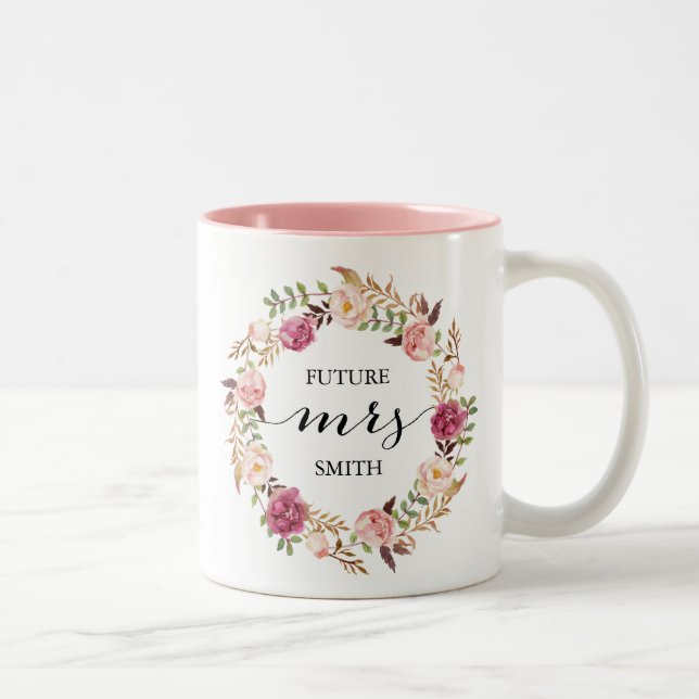 2 Couleurs Mme florale rose rustique tasse de planification (Droit)