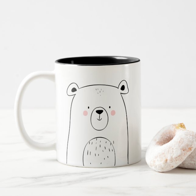 2 Couleurs Moderne animal noir et blanc mignon de tasse de (Avec donut)