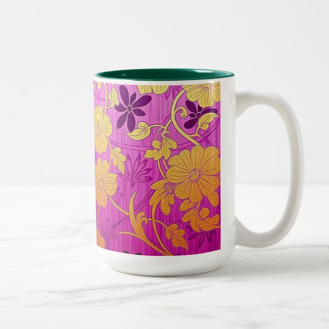 2 Couleurs Motif doré rose ORIENTAL - Mug, Tasse (Droit)