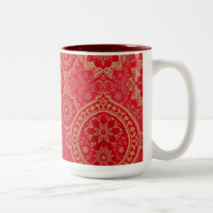 2 Couleurs Motif doré rouge ORIENTAL - Mug, Tasse