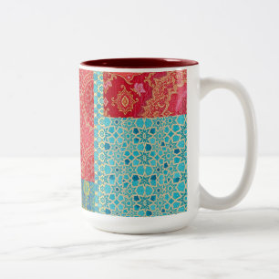2 Couleurs Motif Turquoise Rouge ORIENTAL - Mug, Tasse