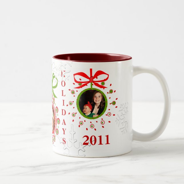 2 Couleurs Noël fait sur commande ornemente la tasse de café (Droit)